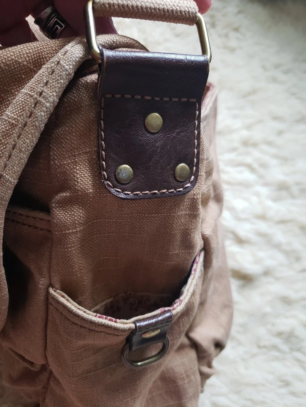 Large Vintage Fossil Canvas Messenger Bag Crossbody